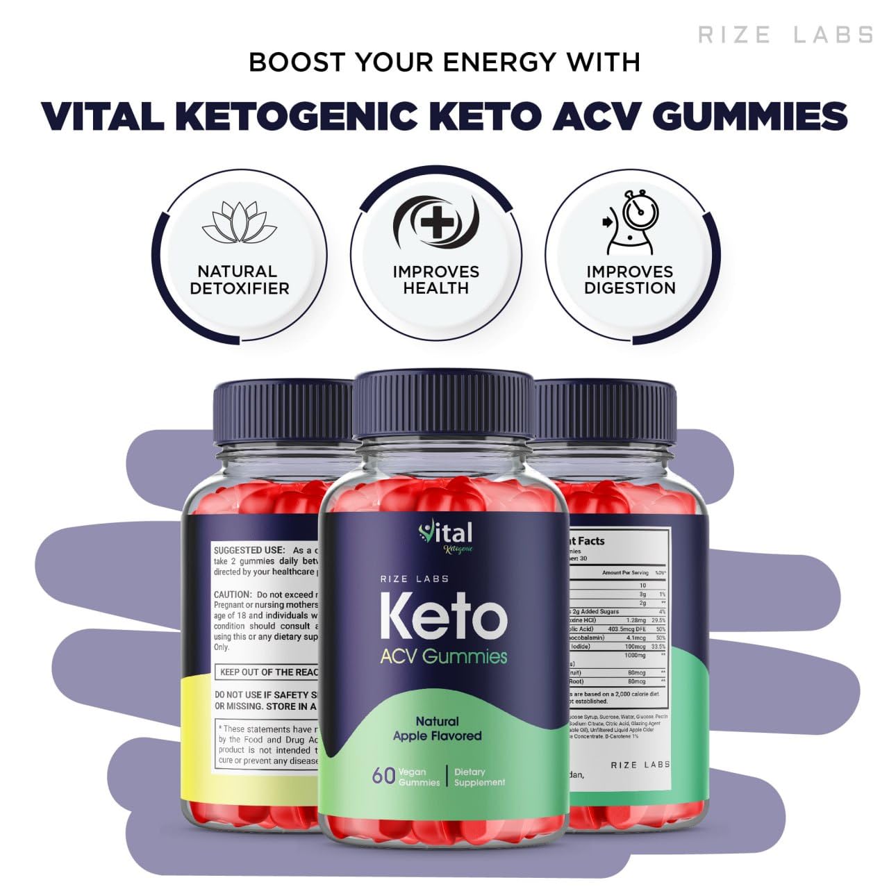 rize labs - Vital Ketogenic Keto Gummies for Advanced Weight Loss - Slimming Belly Fat Diet Gummy (300 Gummies)