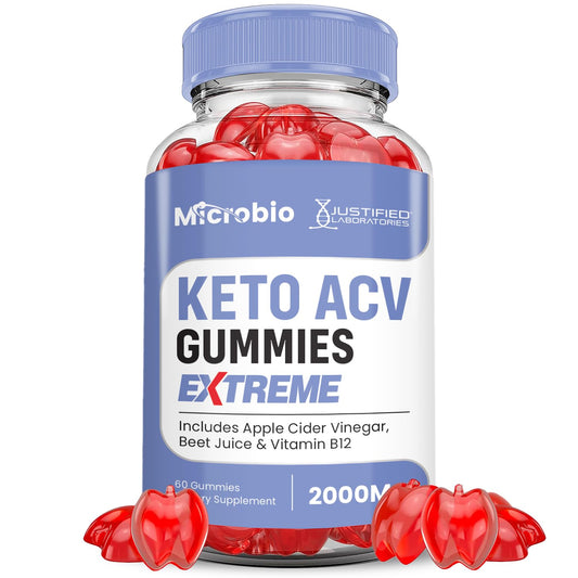Microbio Keto ACV Gummies Extreme 2000MG Micro Bio Keto Gummies Apple Cider Vinegar Formulated with Pomegranate Beet Juice Powder B12 Vegan Non GMO 60 Gummys