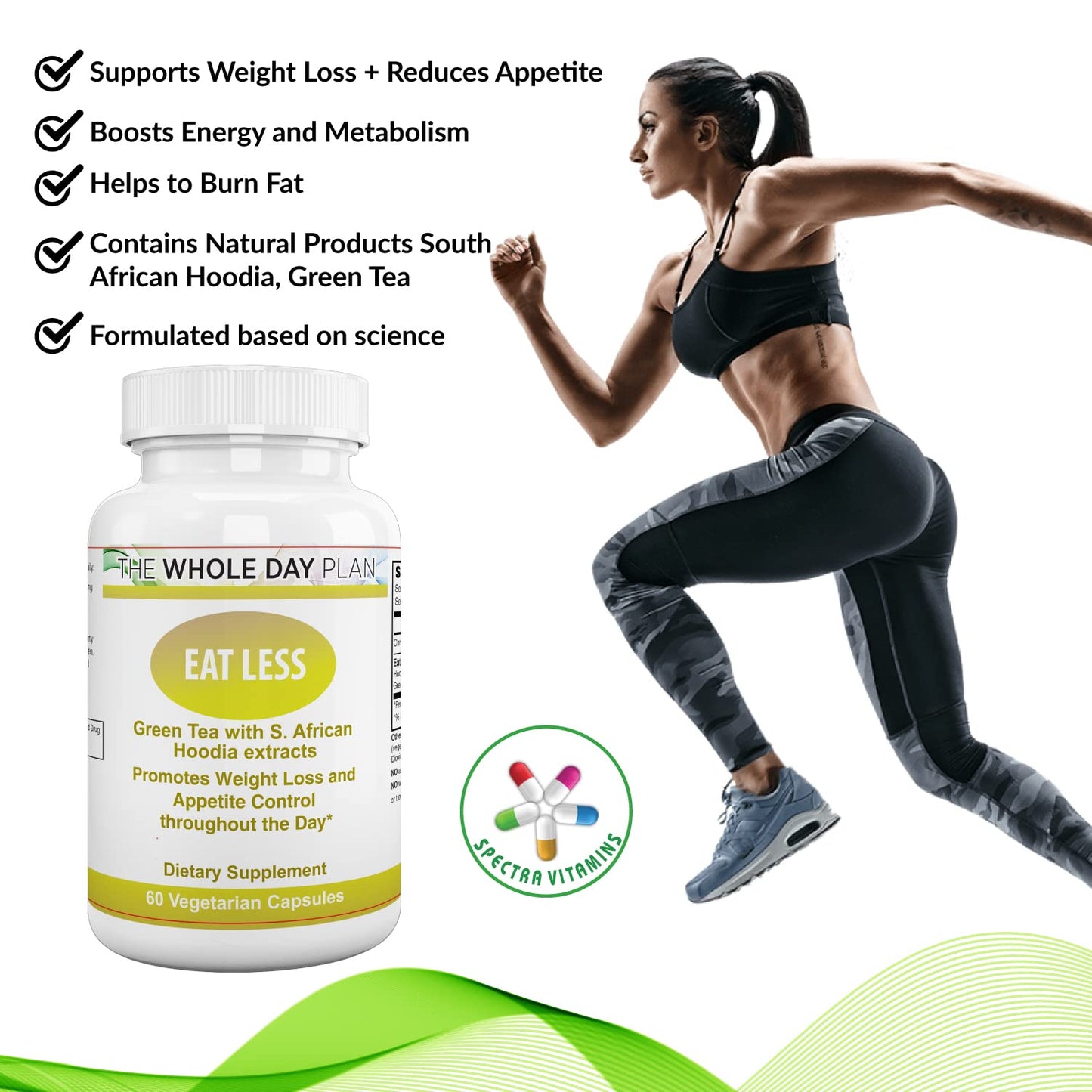 The WHOLE DAY Plan EAT Less - Weight Loss Pills for Women and Men That Works Fast - Appetite Suppressant Fat Burning Supplements, 60 Capsules, Made in USA