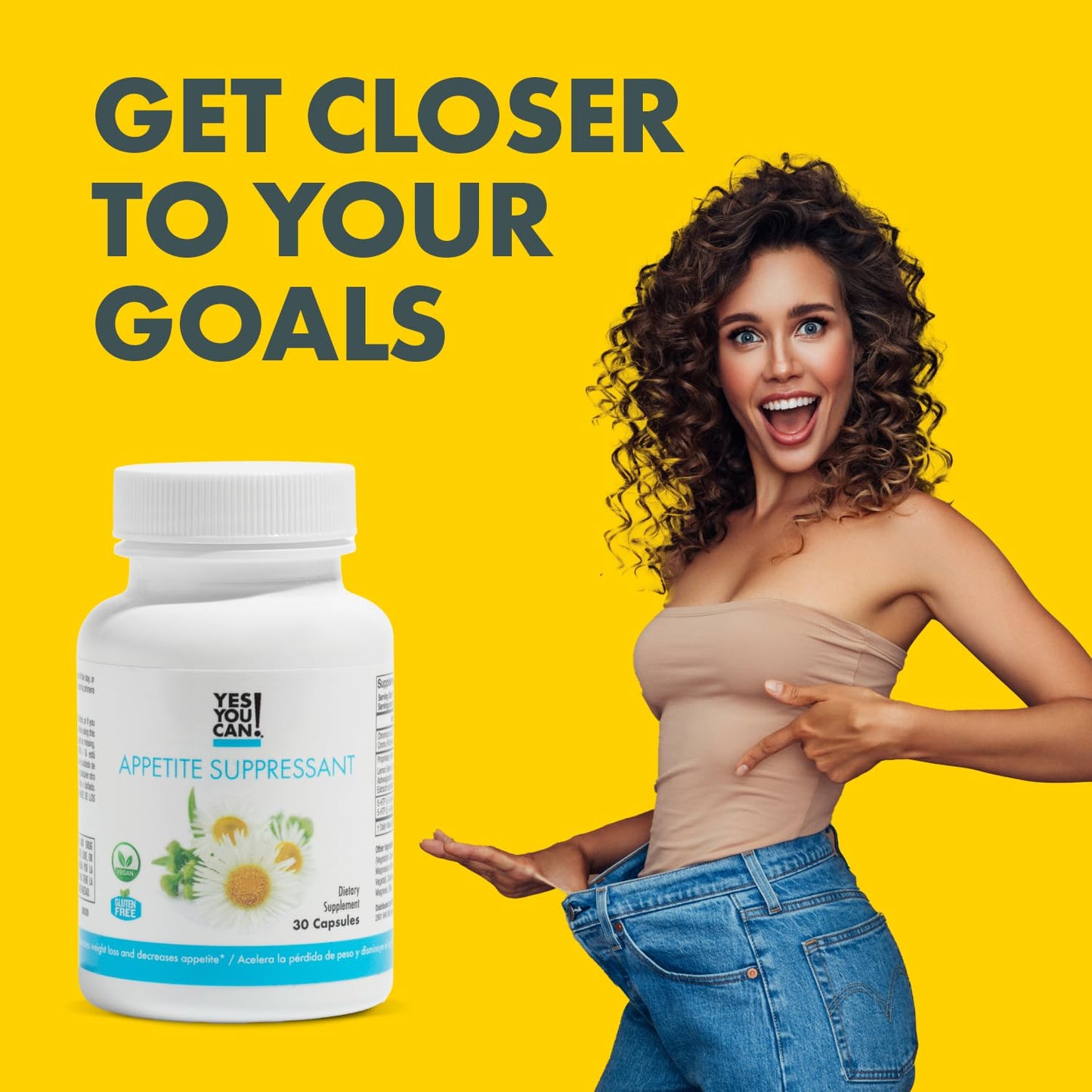 Yes You Can! Appetite Support for Body Weight Management - Healthy Relationship with Food - Includes Natural Ingredients: 5-HTP, Lemon Balm, Chamomile Extract - 30 Capsules, 1 Pack