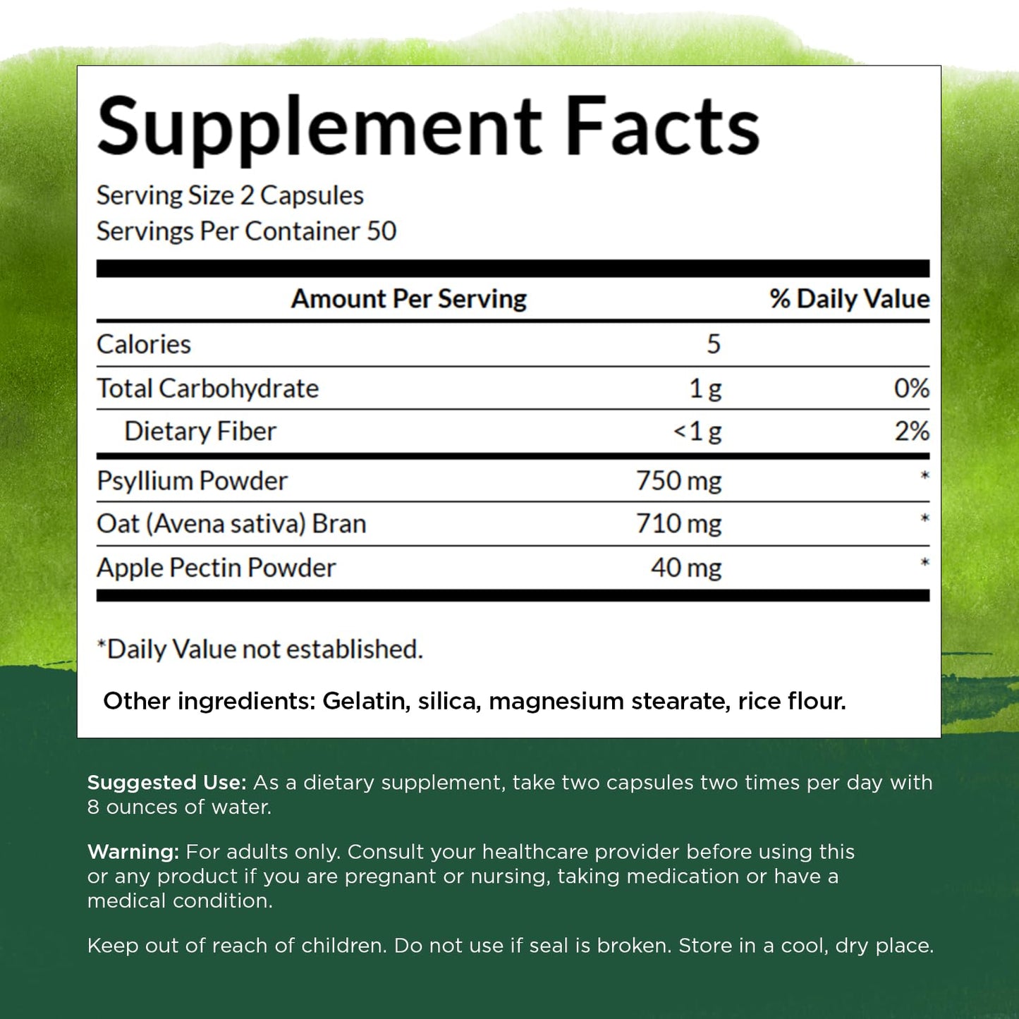 Swanson Tri-Fiber Complex - Digestive Health Supplement Made with Psyllium, Oat Bran, '&' Apple Pectin - (100 Capsules)