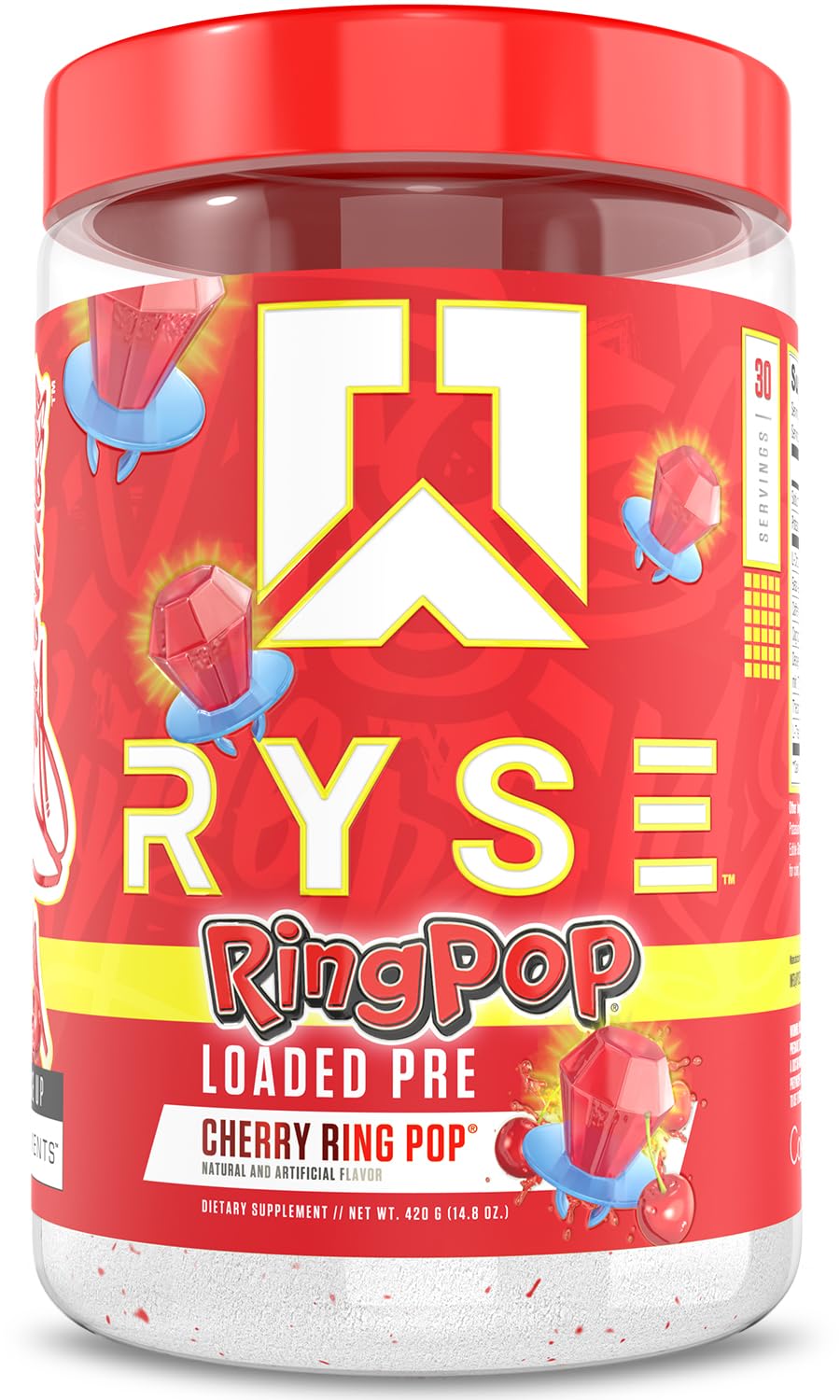 Ryse Loaded Pre Workout Powder Supplement for Men & Women | Pumps, Energy, Focus | Beta Alanine + Citrulline | 390mg Caffeine | 30 Servings (Ring Pop Cherry)