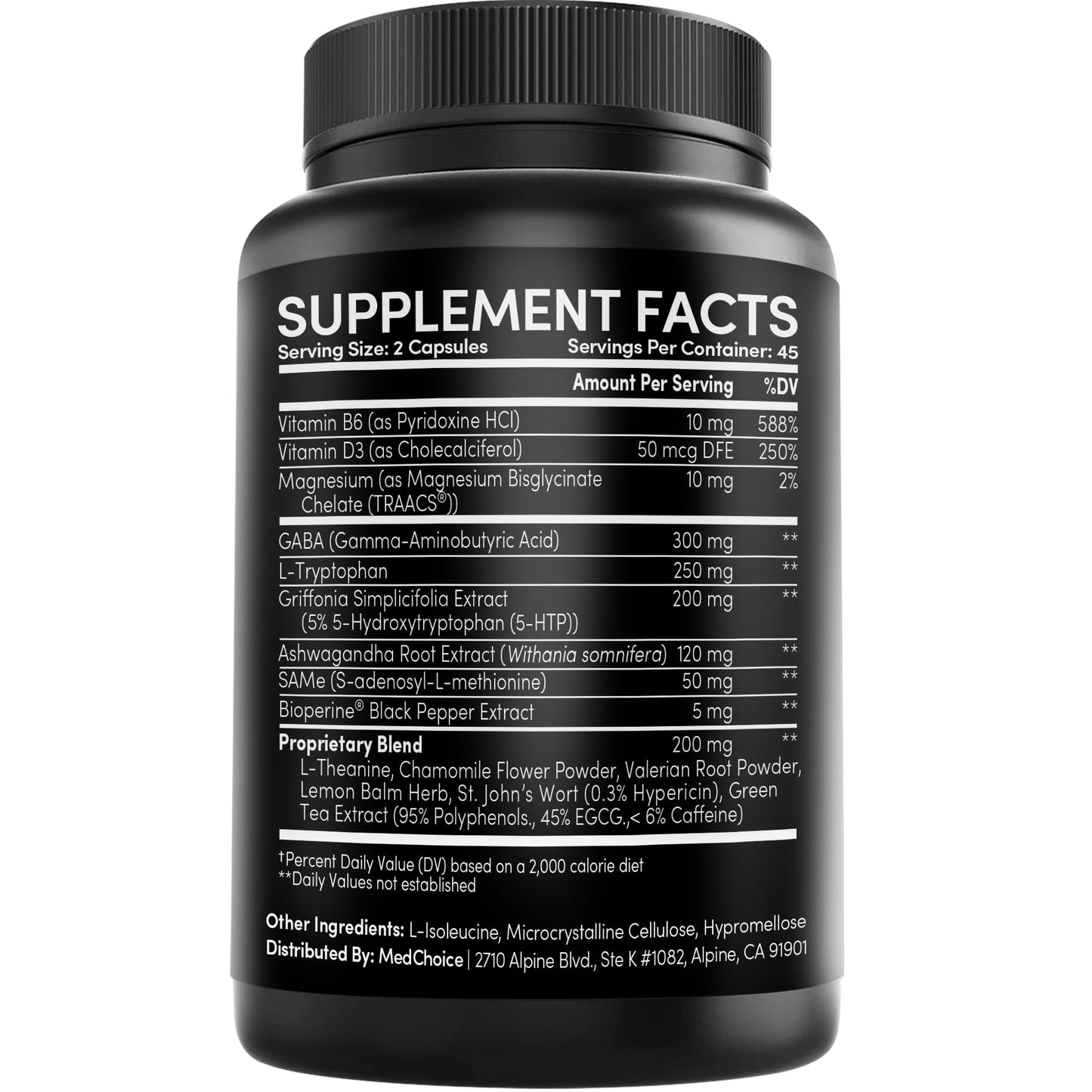 15-in-1 Mood Support Supplement - 5HTP 200mg Capsules with L-Theanine, Magnesium, Ashwagandha, GABA Supplements, 5 HTP Supplements with St. John's Wort and L-Tryptophan - 1145mg (90 Count, Pack of 2)