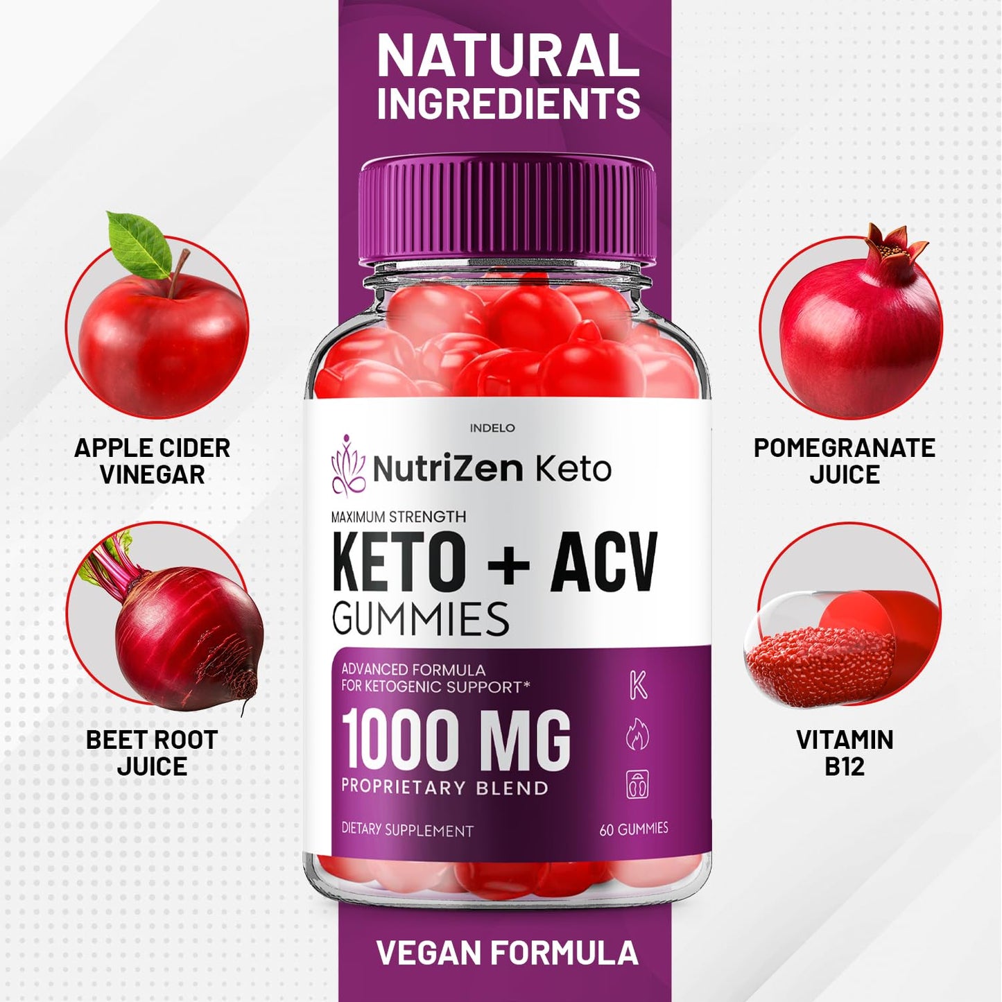 (3 Pack) NutriZen Keto ACV Gummies - Advanced Formula Nutri Zen Keto Plus ACV Gummies Apple Cider Vinegar Keto Nutrizen ACV Gummies Dietary Supplement Reviews Men Women (180 Gummies)