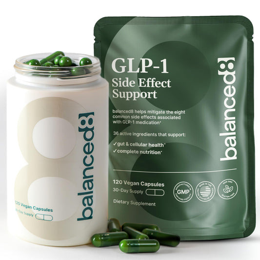balanced8 GLP-1 Probiotic - GLP1 Side Effect Support Supplement for Semaglutide & Tirzepatide Users, 36 Key Ingredients, Supports Digestive Comfort, Enhances Gut Health, Made in USA, 120 Capsules