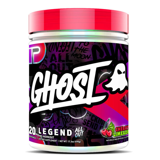 GHOST Legend All Out Pre-Workout Powder, Cherry Limeade - 20 Servings - Pre-Workout Supplement for Men & Women - Energy & Pumps - Caffeine, L-Citrulline, & Beta Alanine Blend - Sugar Free