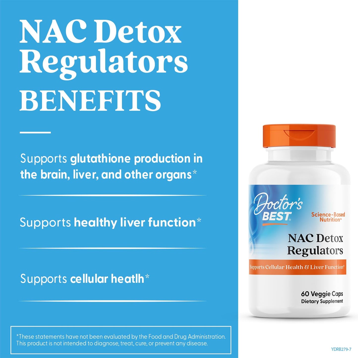 Doctors Best NAC Detox Regulators, Supports Cellular Health & Liver Function, Non-GMO, Gluten Free, Soy Free, Vegetarian 60 Veggie Caps