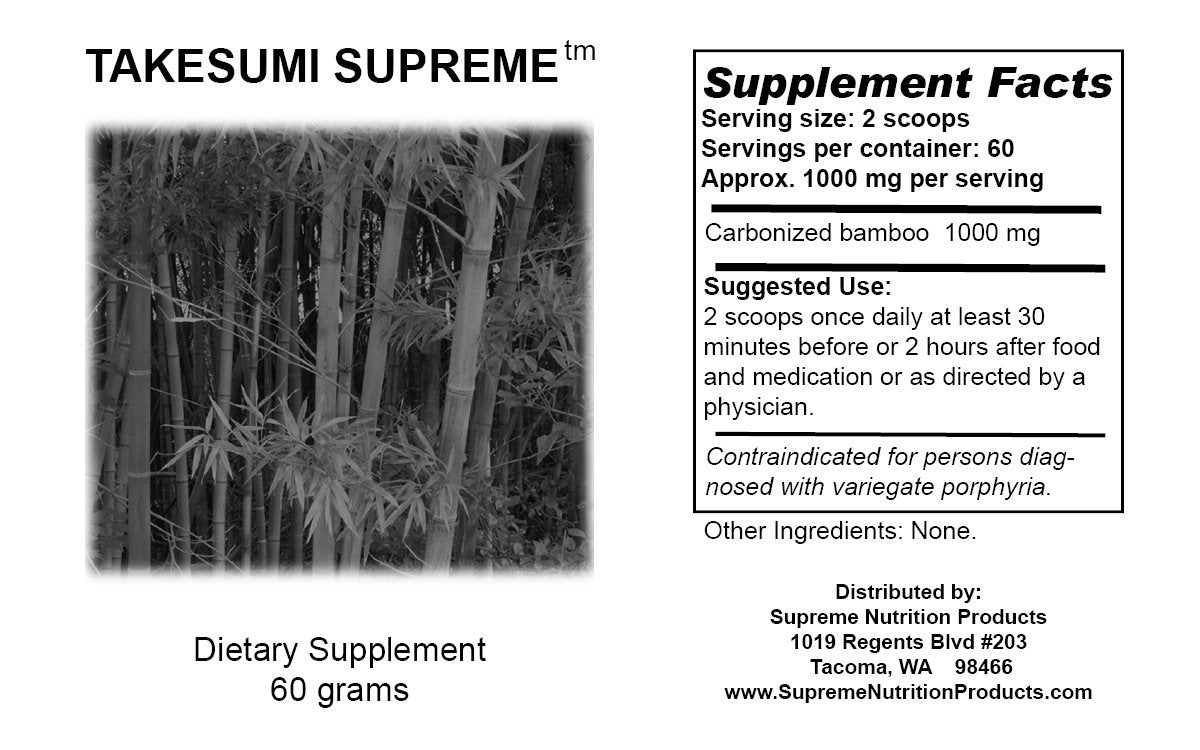 Supreme Nutrition Takesumi Supreme, Pure 60 Grams Activated Bamboo Charcoal Powder | Three Pack
