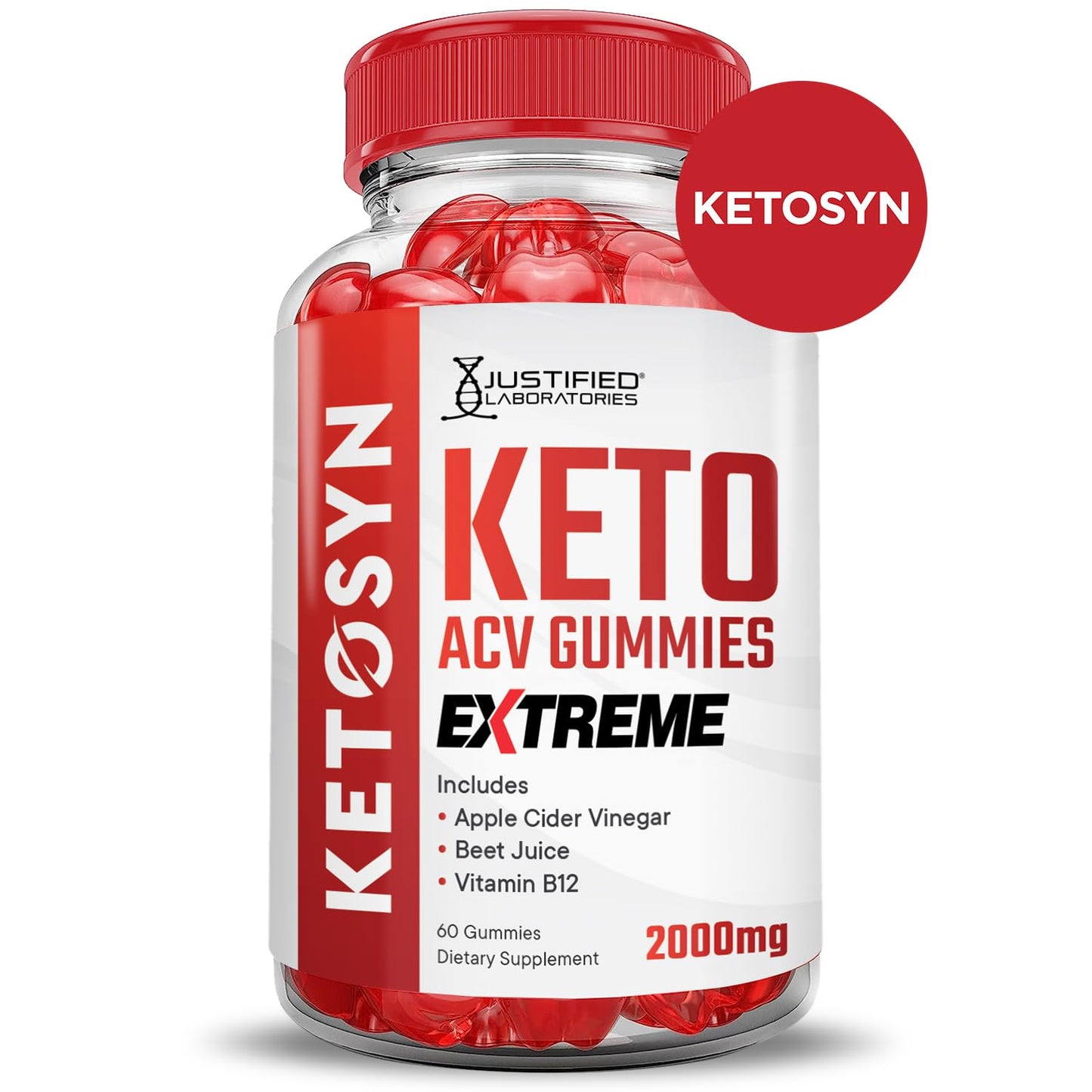 Ketosyn Keto ACV Gummies Extreme 2000MG Ketosyn Keto Gummies Apple Cider Vinegar Formulated with Pomegranate Beet Juice Powder B12 Vegan Non GMO 60 Gummys