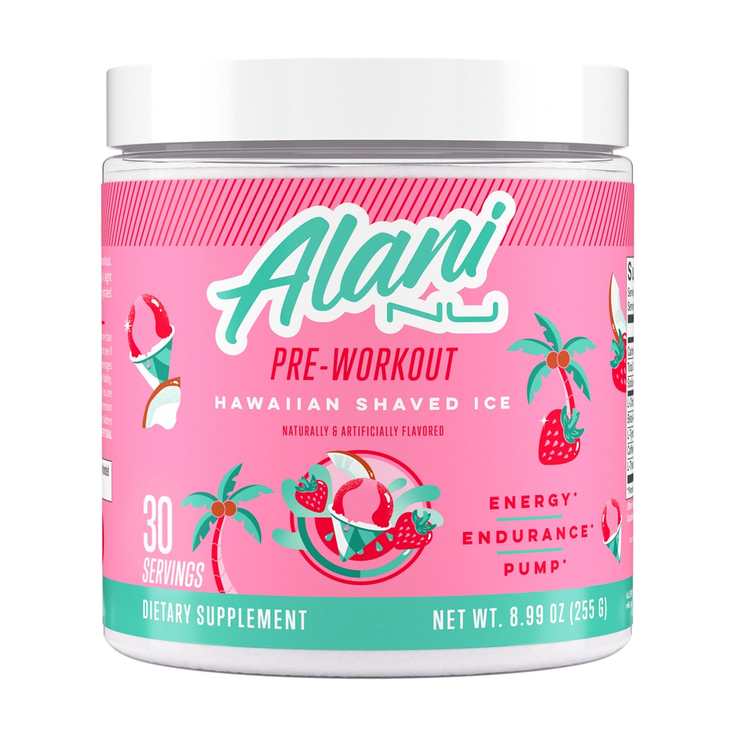 Alani Nu Pre Workout Powder Hawaiian Shaved Ice | Amino Energy Boost | Endurance Supplement | Sugar Free | 200mg Caffeine | L-Theanine, Beta-Alanine, Citrulline | 30 Servings