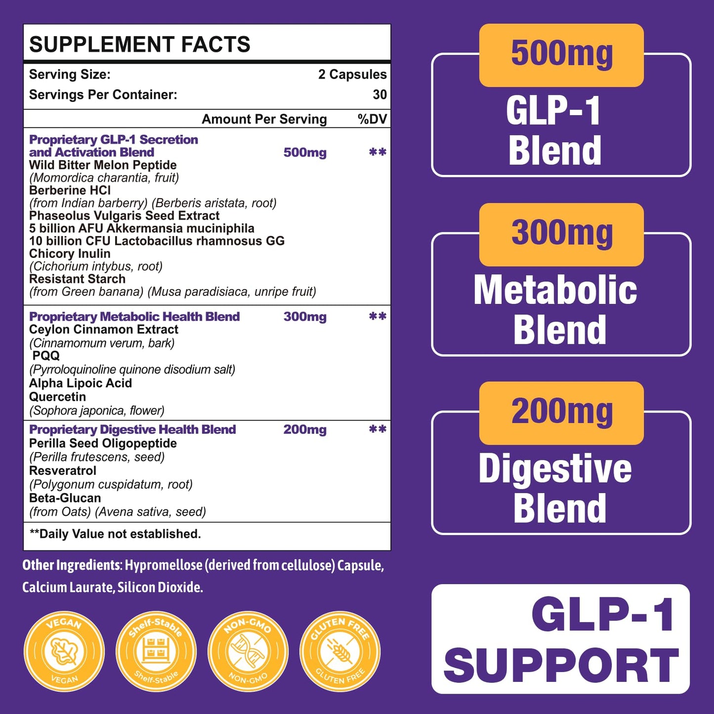 GLP-1 Supplements, GLP1 Probiotic for Women & Men, Natural GLP-1 with Akkermansia Probiotic, GLP 1 Supplement for Digestion, Energy, Daily GLP-1 Levels* & Overall Health, 60 Counts