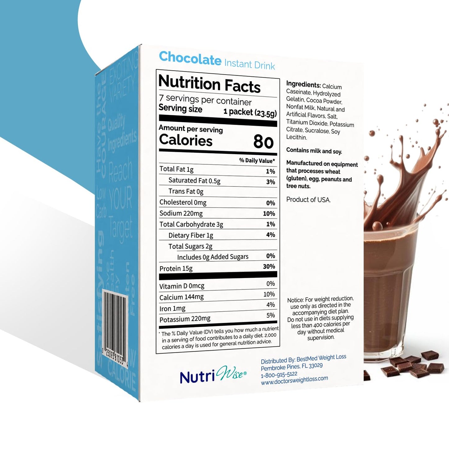 NutriWise - Chocolate Protein Diet Drink (7/Box)