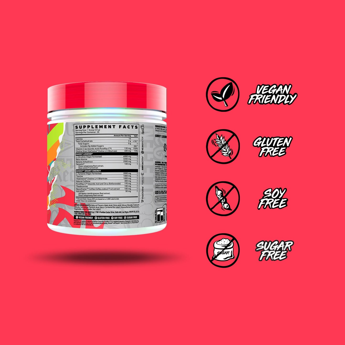 GHOST Legend Pre-Workout Powder, Orange Cream - 30 Servings - Pre-Workout for Men & Women with Choline, L-Citrulline, & Beta Alanine for Energy & Focus