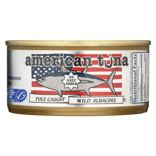 Wild Albacore Tuna Fish by American Tuna  No Salt Added Wild Caught MSC Certified and OnebyOne Pole Caught  24 6 Ounce Cans  Super Premium Canned Tuna for Health and Flavor Enthusiasts