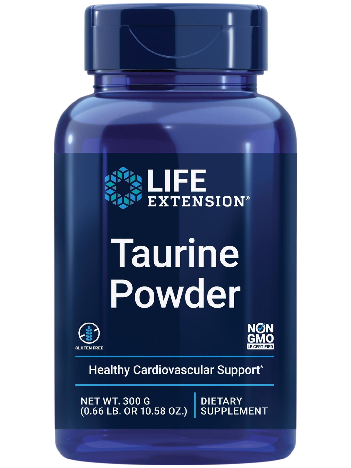 Life Extension Taurine Powder - Healthy Cardiovascular Support, Promotes Brain Health, Healthy Aging, and Muscle and Exercise Recovery - Gluten-Free, Non-GMO, Vegetarian - 300 Grams