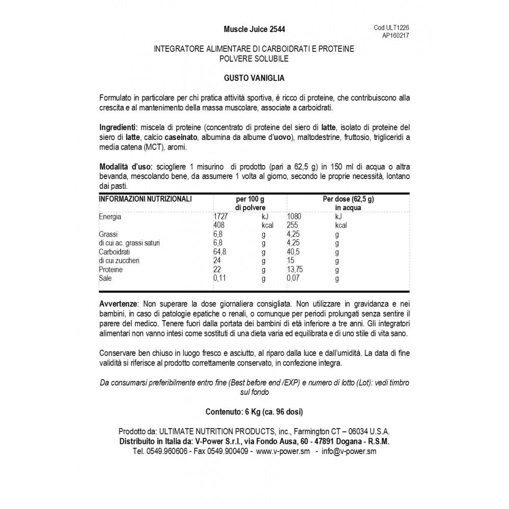 Ultimate Nutrition Muscle Juice 2544 Whey Protein Isolate-Muscle Builder-High Calorie-Weight Gain Drink Mix- 55 Grams of Protein Per Serving, Vanilla, 13.2 Pounds