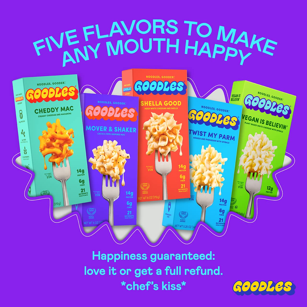 Goodles Twist My Parm Mac  Cheese 4 Pack 6oz  14g Protein 6g Fiber with Prebiotics 21 PlantBased Nutrients and Made wREAL Cheese  Clean Label Certified