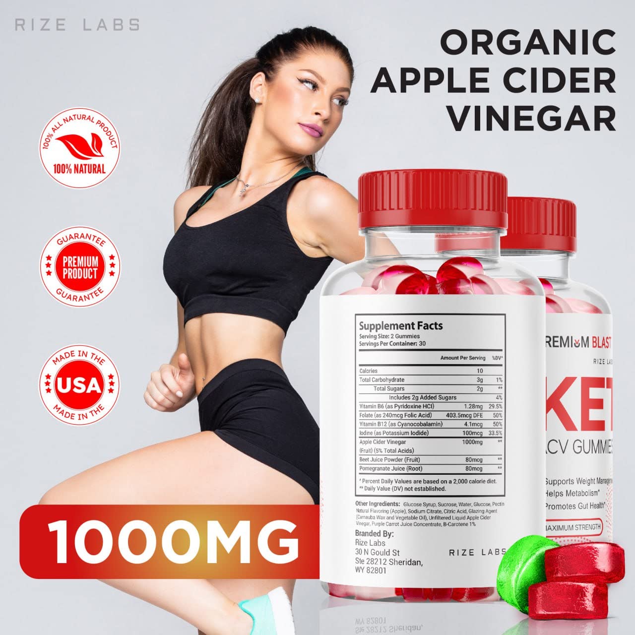 rize labs - Premium Blast Keto ACV Gummies for Weight Loss, Advanced Formula, Apple Cider Vinegar for Weight Management, Maximum Strength (300 Gummies) (Pack of 5)