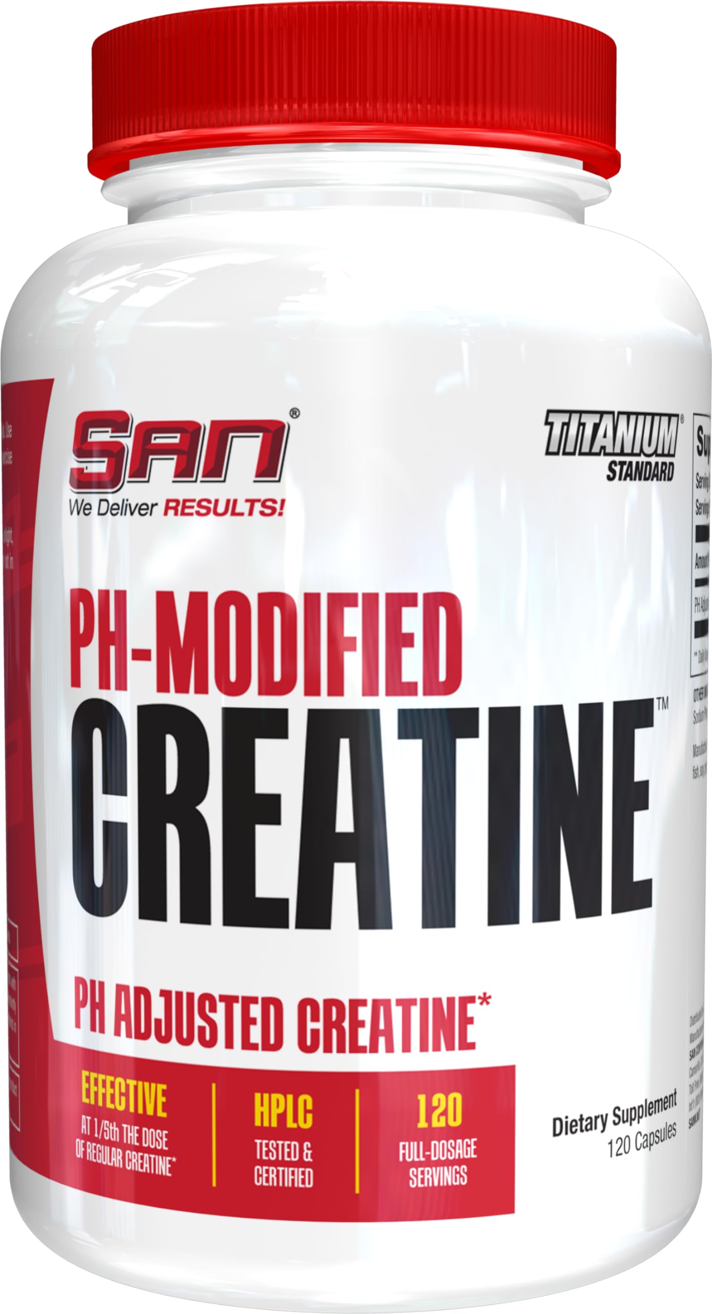 SAN Nutrition PH Modified Creatine - Buffered Formula for Enhanced Muscle Strength and Performance, 120 Servings