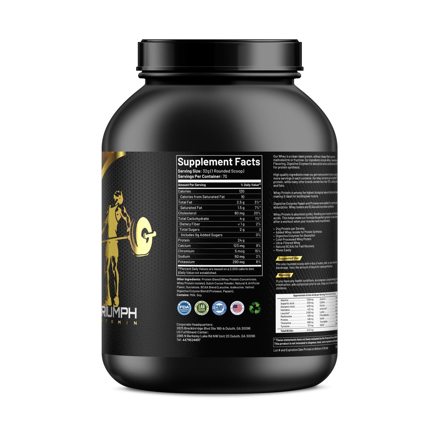 TRIUMPH VITAMIN 5lb Whey Protein Chocolate - 70 Servings