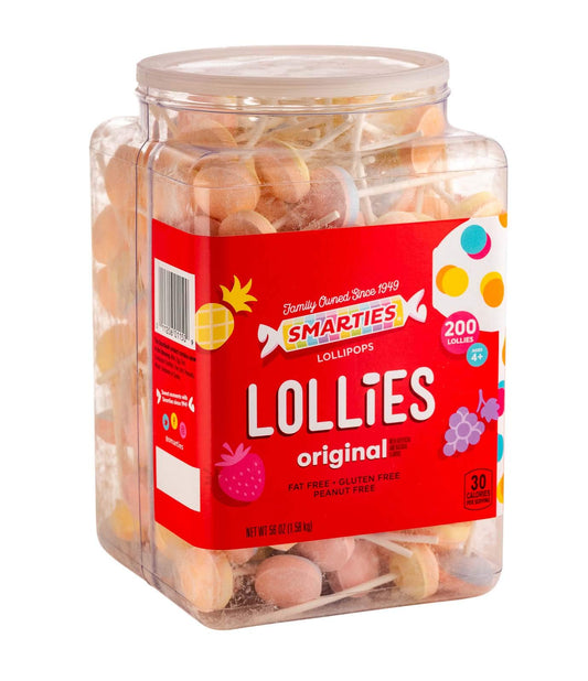 Smarties Double Lollies  Gluten Free Peanut Fat Free Assorted Fruity Flavors Low Calorie Perfect for Birthdays Parties Made by US Candy Company Since 1949  56 oz 200 Count Lollipops