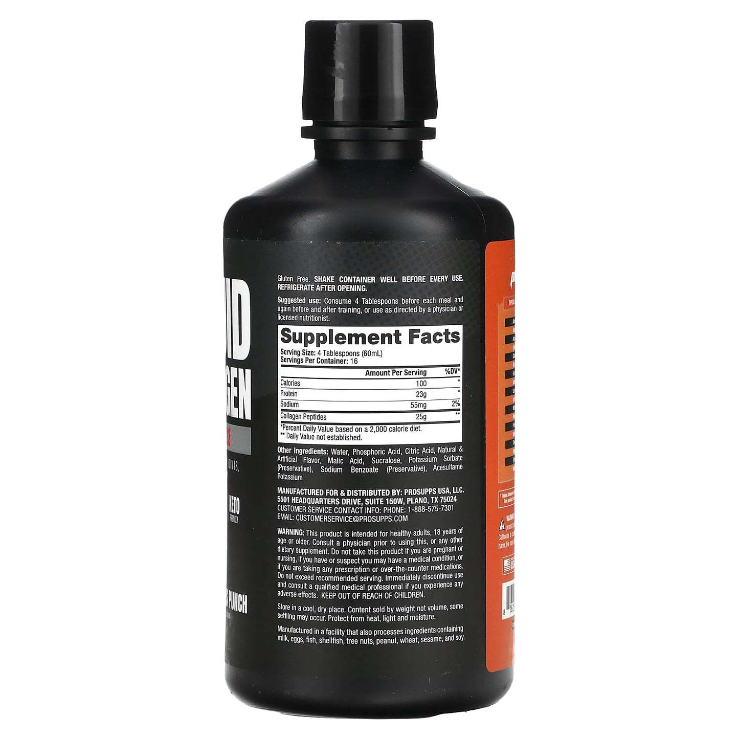 PROSUPPS Amino23 Liquid Collagen Shots, 23g Collagen Protein Promotes Exercise Recovery, Healthy Skin, Hair, Nails & Join Support - Convenient On The Go Bottle, Citrus Punch