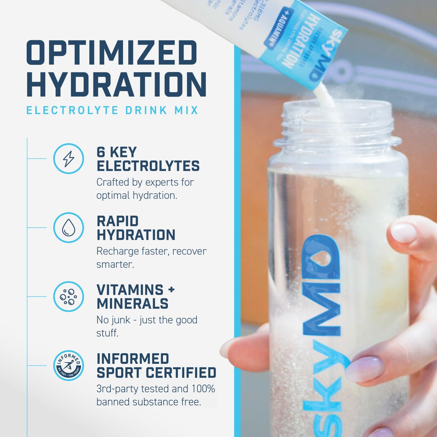 skyMD Variety Pack Electrolyte Drink Packets | Fast-Acting Hydration Boost | Low-Sugar Formula for Energy & Recovery | Easy Mix for Water or Travel | 16 Single-Serve Sticks
