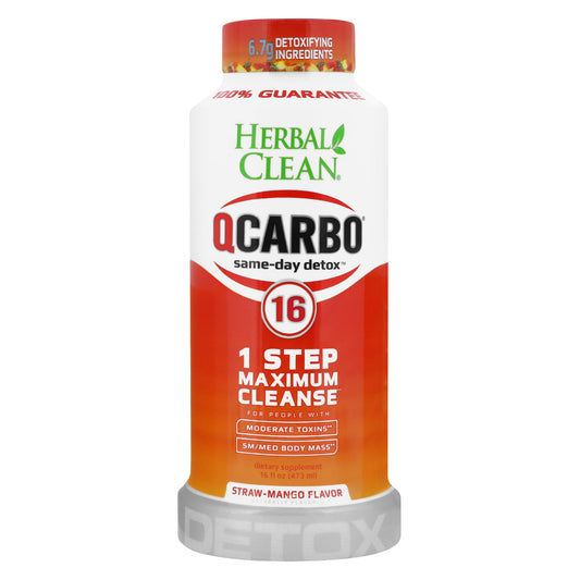 Herbal Clean - QCarbo16 Same-Day Detox Drink, Strawberry Mango, (16 fl oz)