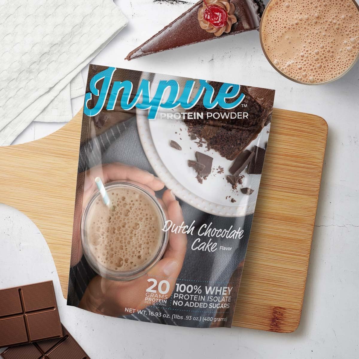Bariatric Eating Inspire 20g Whey Protein Isolate Powder - Dutch Chocolate Cake (20 Servings)