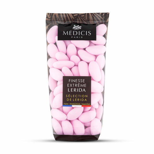 Medicis Premium Candied Almond Dragees French Jordan Almonds Sugar Coated Candies Ideal as a Party Favor for Weddings and Baby Showers 75 count bag 88oz Pink