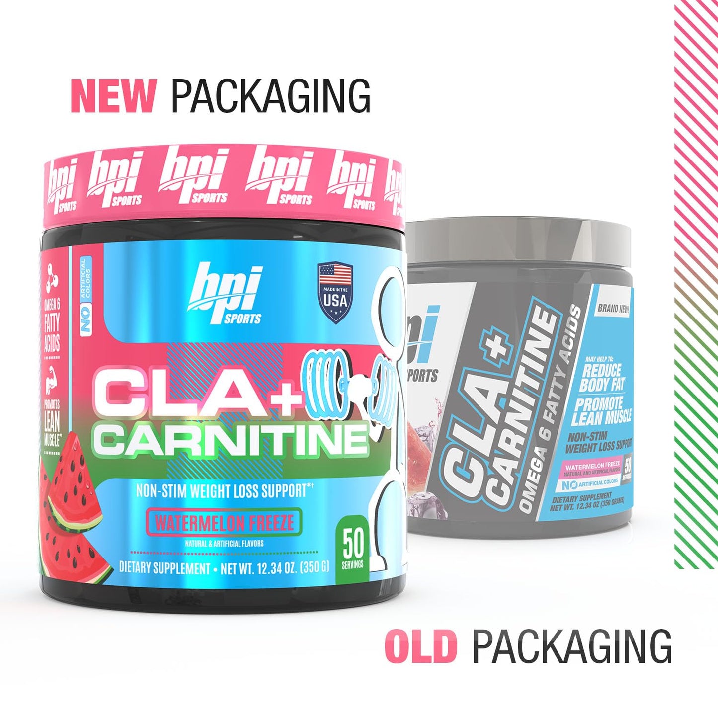 BPI Sports CLA+Carnitine-Conjugated Linoleic Acid-Weight Loss Formula -Metabolism, Performance, Lean Muscle-Caffeine Free-For Men & Women-Watermelon Freeze-50 servings - 12.34 oz.(Packaging May Vary)