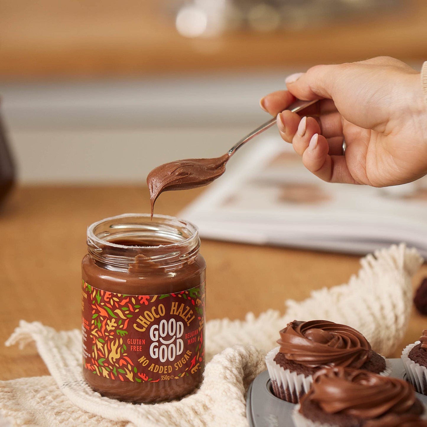 GOOD GOOD No Added Sugar Belgian Choco Hazel Spread  Chocolate Spread with Natural Sweeteners  Gluten Free  Vegetarian Friendly  12oz  350g Pack of 2
