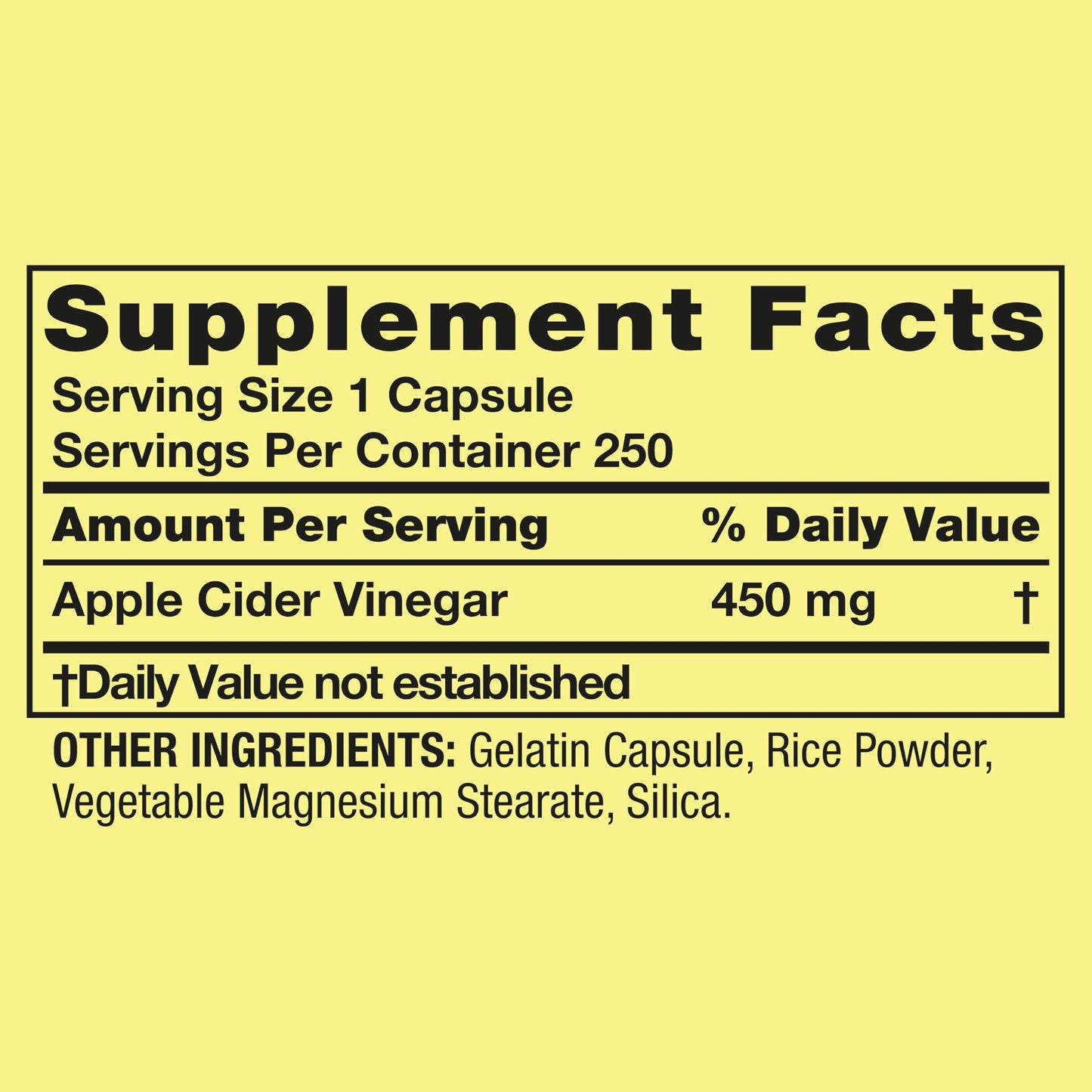 Apple Cider Vinegar Capsules 450 mg - ACV Supplement for Wellness, 250 Count - Apple Cider Vinegar Pills, Vinagre de Manzana Capsulas
