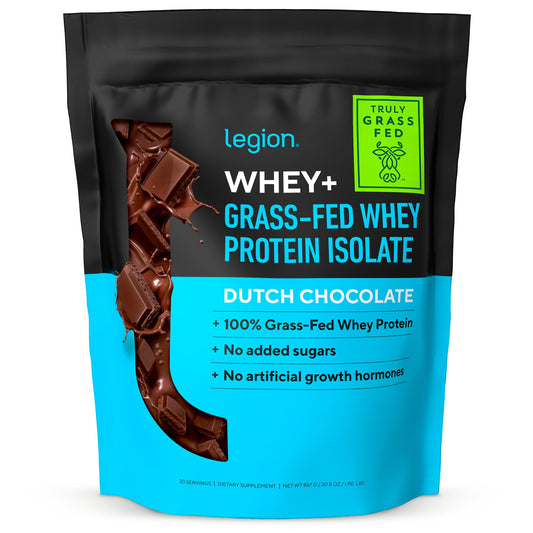LEGION Whey+ Protein Whey Isolate from Grass Fed Cows - Whey Protein Isolate Powder Low Calorie, Non-GMO, Sugar Free, Lactose and Gluten Free, All Natural Protein Powder for Men & Women 30 Servings