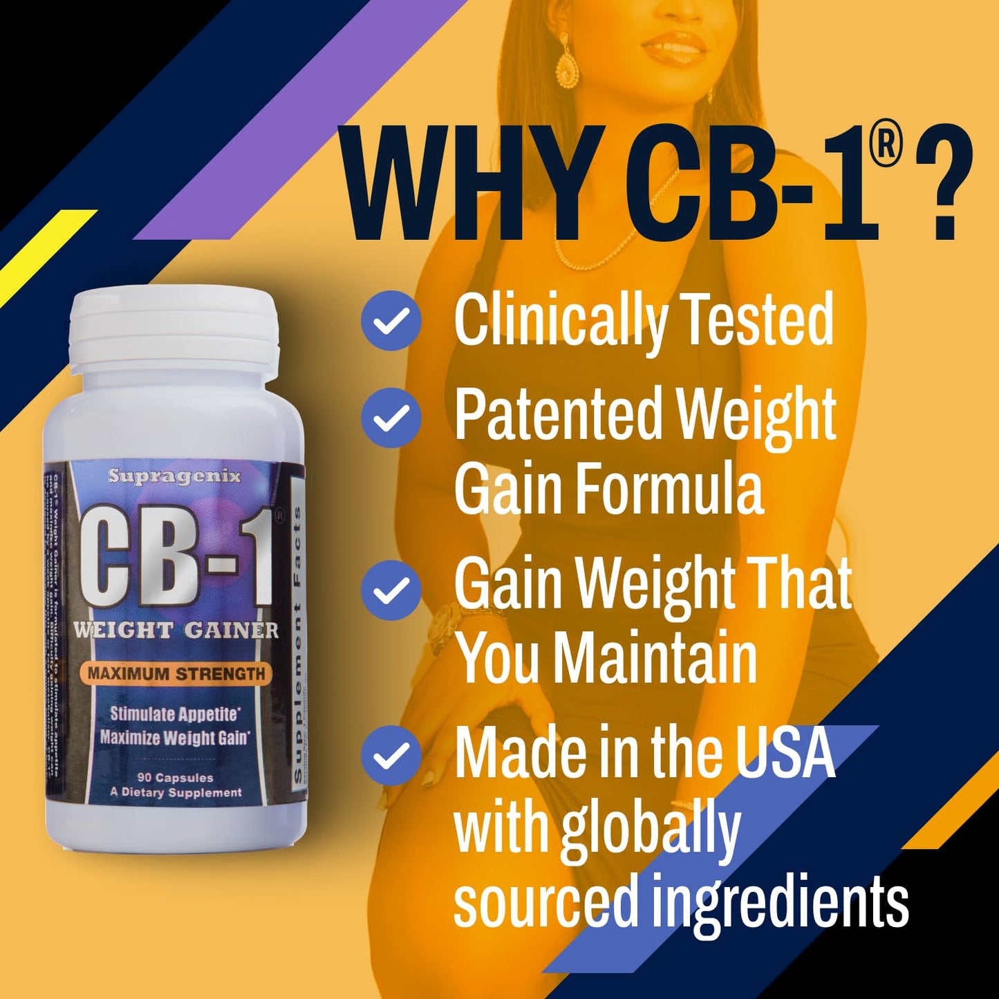 CB-1 Weight Gainer Pills (90 Count) | Weight Gainer for Women & Men | Clinically Tested for Safe, Effective Results | Fast & Powerful Mass Gainer