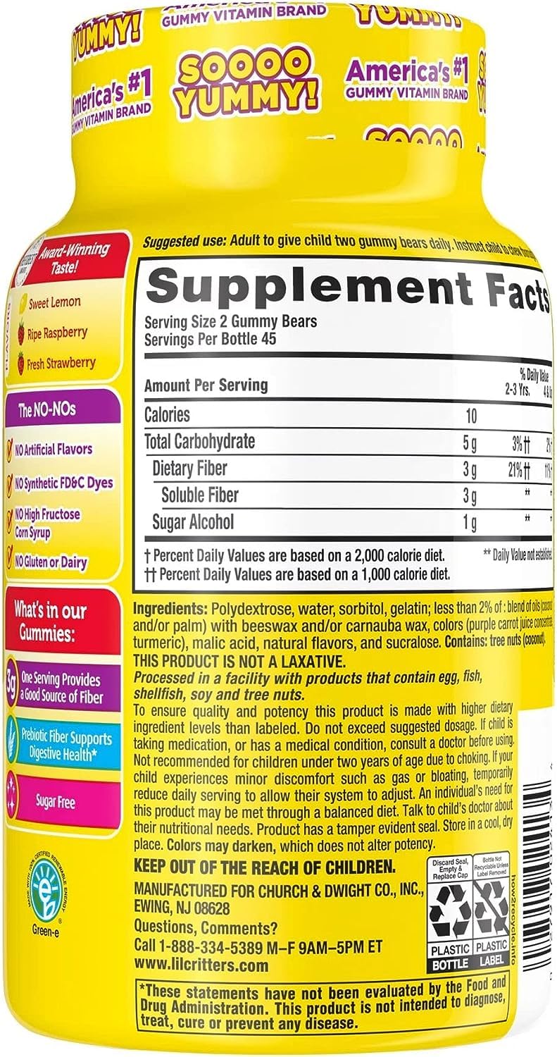 SPEC Kids Fiber Gummy Bears Supplement, by The Makers of The #1 Kids Gummy Vitamin Brand,90 Count