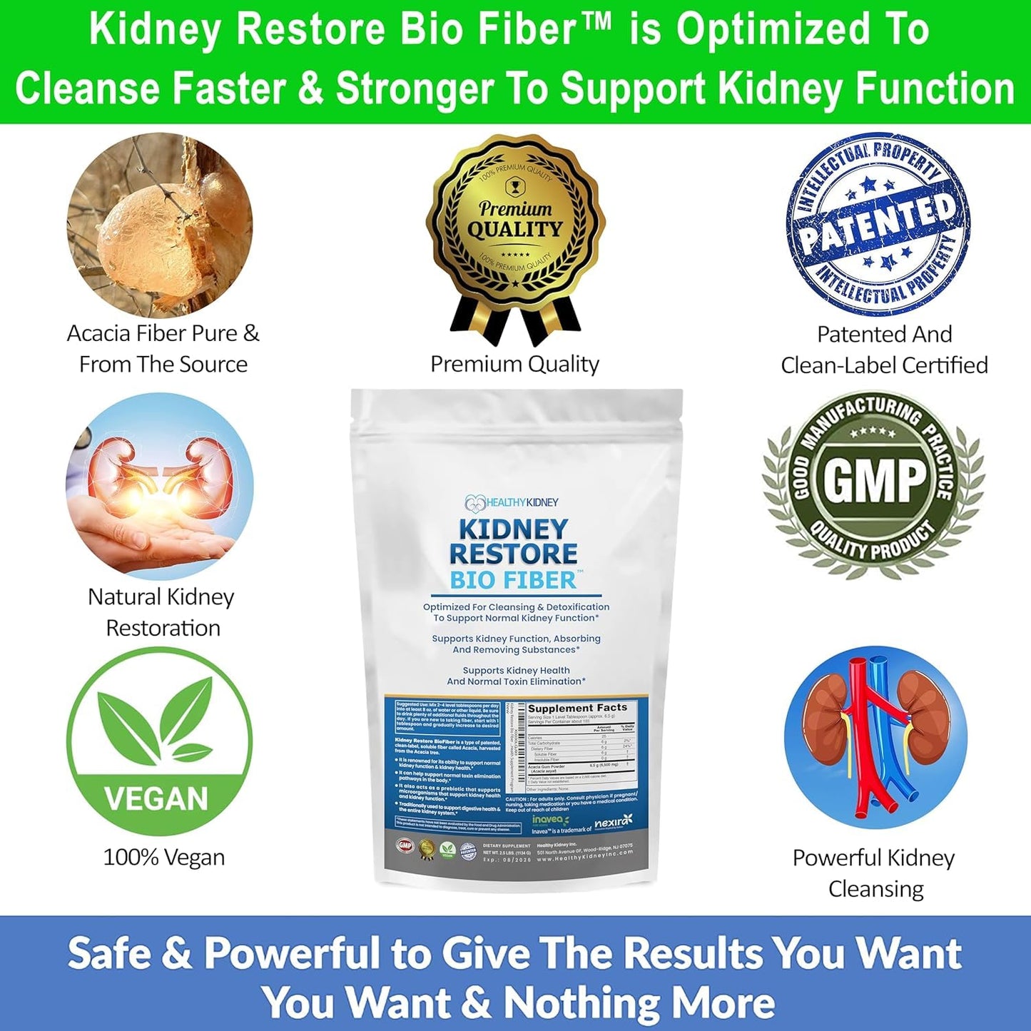 Kidney Restore Ultimate Kidney Cleanse Supplement Package for Optimal Kidney Cleansing. Kidney Support for Kidney Restoration & Kidney Health 2 Pack 2.5 Lbs Fiber 60 Ct. Restore