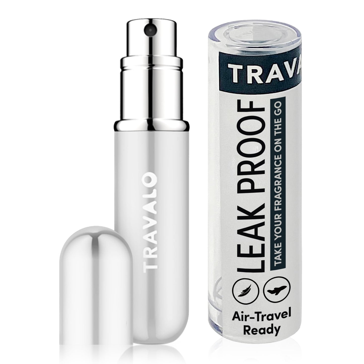 Travalo Classic HD Perfume Atomizer - Elegant Design for Valentine’s Day - Reusable, Airtight, Easy Fill Mini Pump Sprayer with Volume Window - Silver