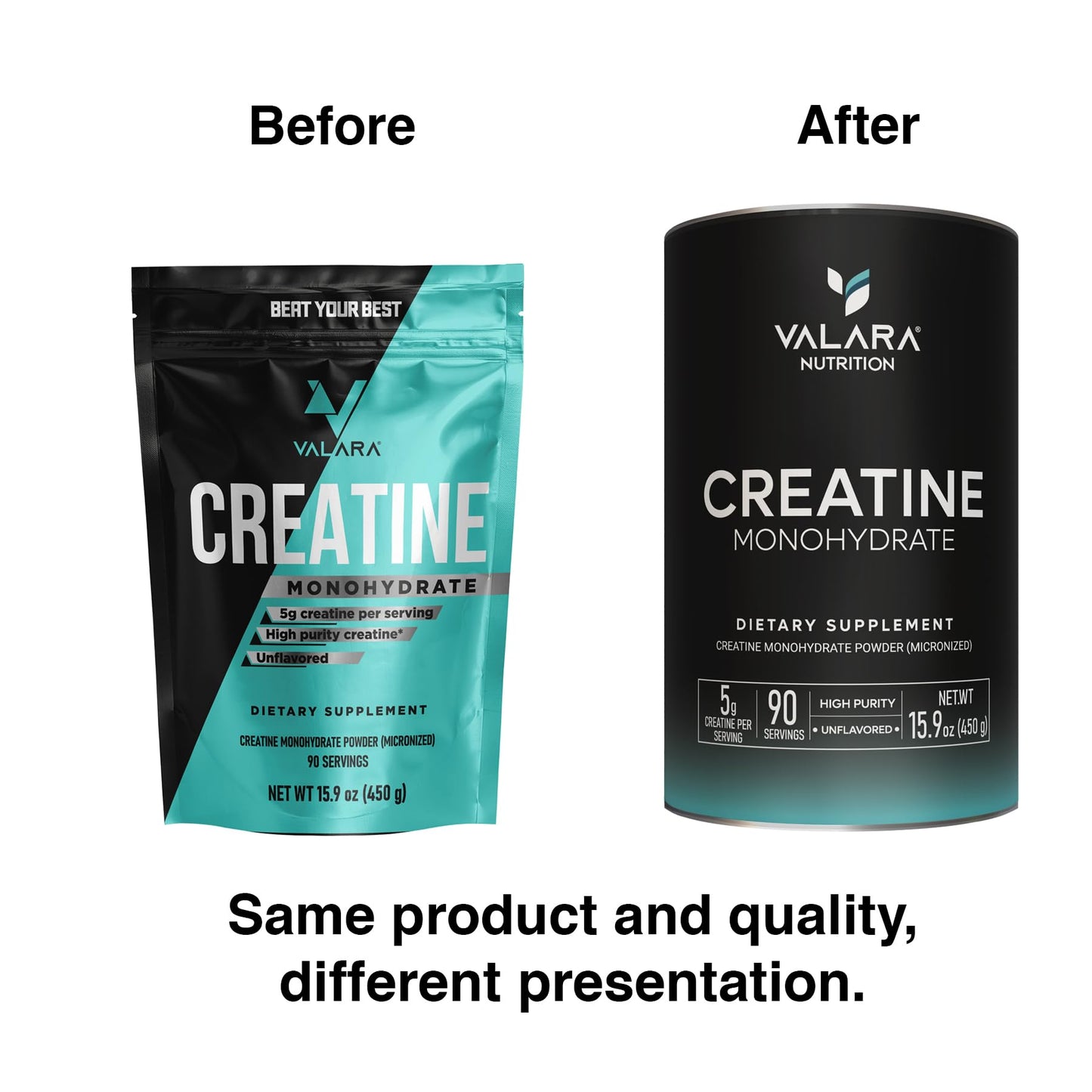 Valara Creatine Monohydrate Micronized Powder 450g, 90 Servings, 5000mg Per Serv (5g) Unflavored, Vegan and Keto Friendly