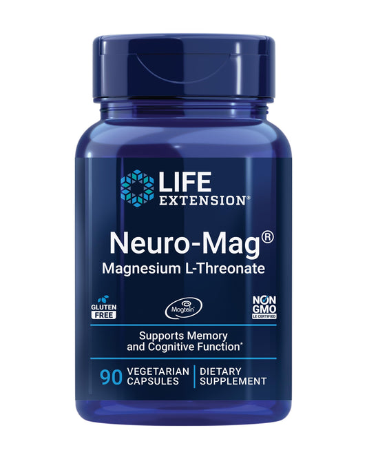 Life Extension Neuro-Mag Magnesium L-Threonate, Magnesium L-threonate, Memory Health, Quick Thinking, Cognitive Health Support, Vegetarian, Non-GMO, 90 Vegetarian Capsules