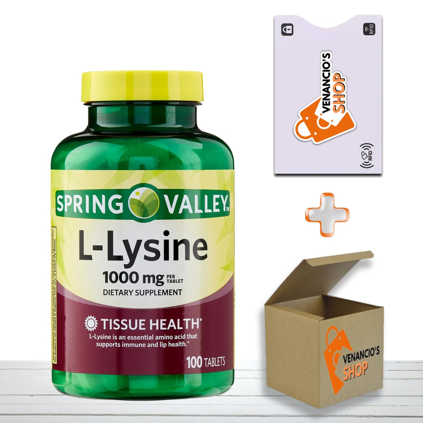L Lysine 1000mg Tablets 100 Count, Super Lysine Immune Support & Healthy Skin* by Spring Valley (Pack of 1)