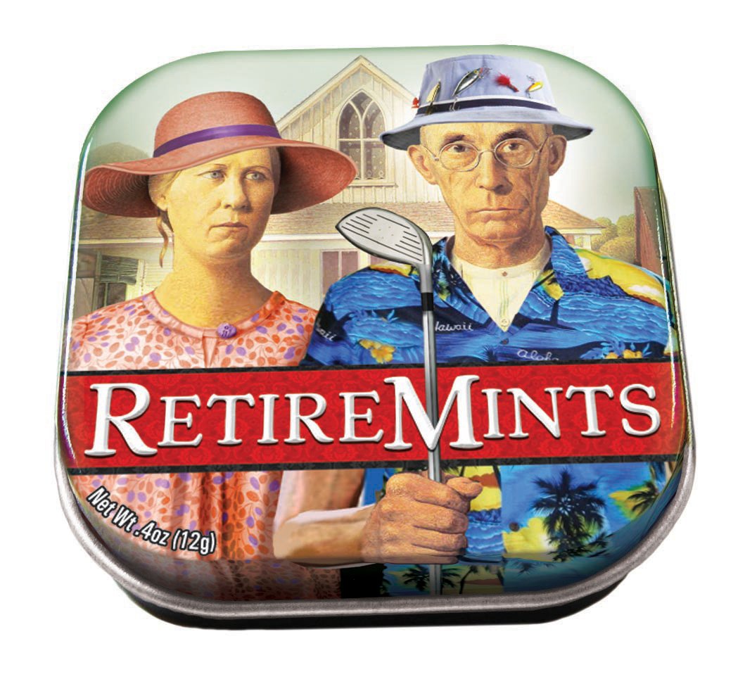 The Unemployed Philosophers Guild RetireMints Breath Mints  1 Tin Net Wt 4oz 12g