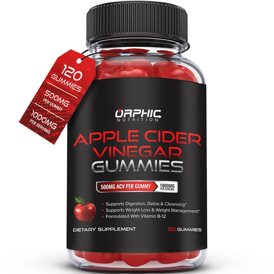 Apple Cider Vinegar Gummies - 1000mg - Formulated to Support Normal Energy Levels & Gut Health - Supports Digestion, Detox & Cleansing - ACV Gummies W/VIT B12, Beetroot (120 Gummies)