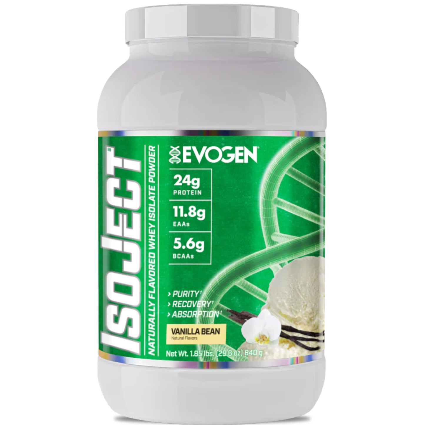 Evogen Isoject Naturals - Whey Protein Isolate | Naturally Flavored, Ultra-Pure Whey Protein Powder with Ignitor™ Enzymes, BCAAs, and EAAs | Enhanced Absorption & Recovery | Vanilla Bean | 28 Servings