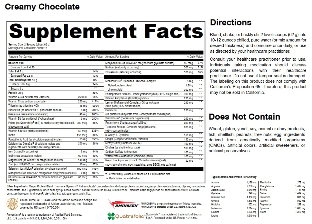 HormoneSynergy Metabolic Recovery Formula | Optimal Gastrointestinal, Hepatic and Intestinal GHI Support | Suitable for Vegans (Chocolate)