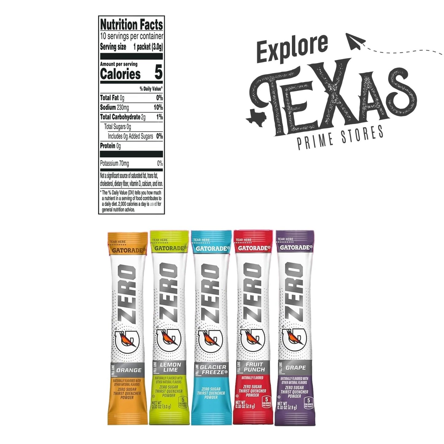 Gatorade ZERO Collection 50- Count of Thirst Quencher Electrolyte Enhanced Sports Drink Powder 0.10oz Packet