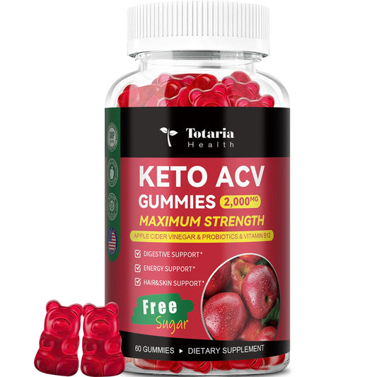Totaria Keto ACV Gummies - 2000mg Apple Cider Vinegar Gummies Sugar-Free Support Stature Health with Probiotics, B12, Keto Supplements for Women & Men 60 Gummies