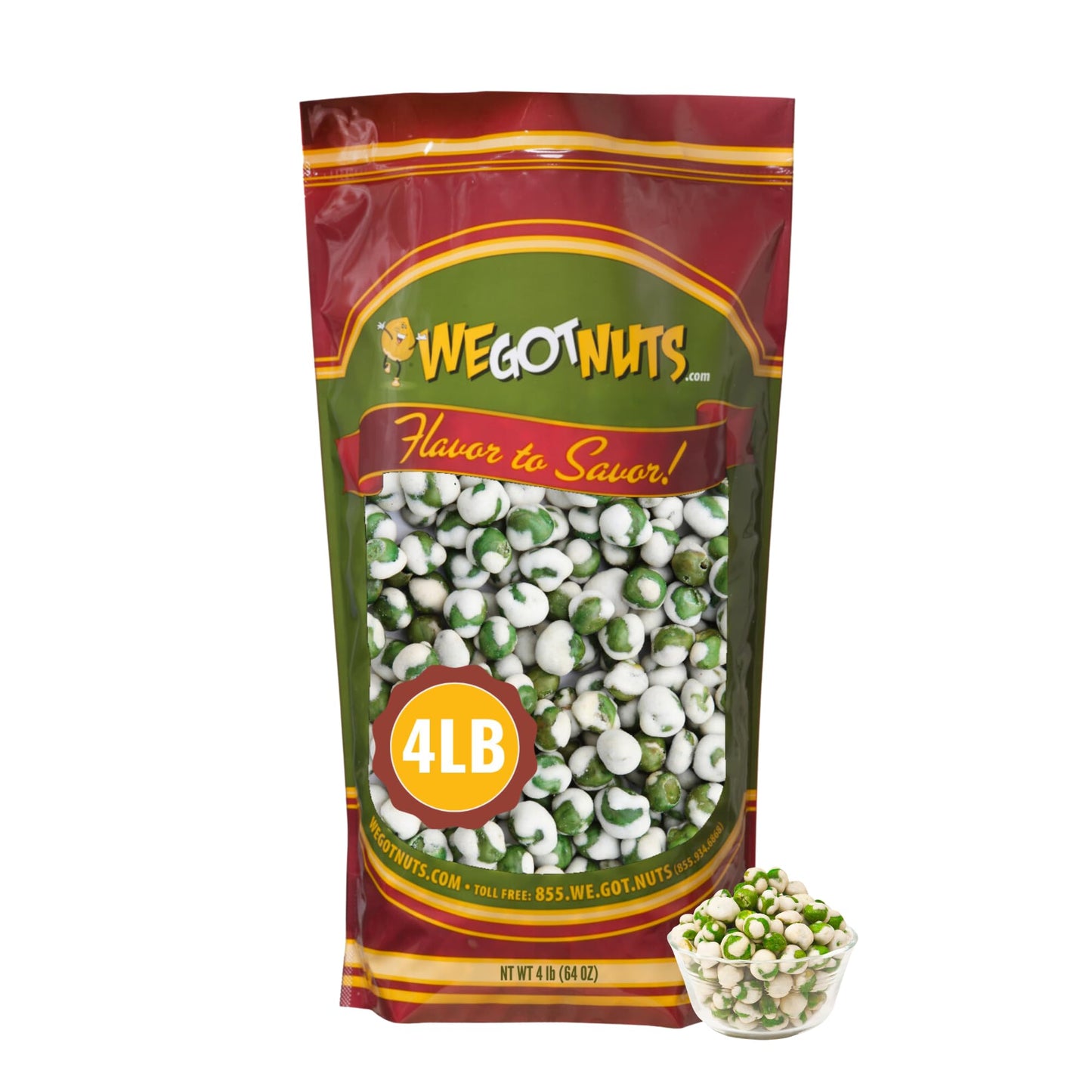 Green Wasabi Peas  4 Pound Resealable Bag of Hot Wasabi Peas Healthy and Fresh Pea Snacks  Kosher Friendly Green Wasabi Peas  Delicious Gourmet Dried Wasabi Green Peas We Got Nuts