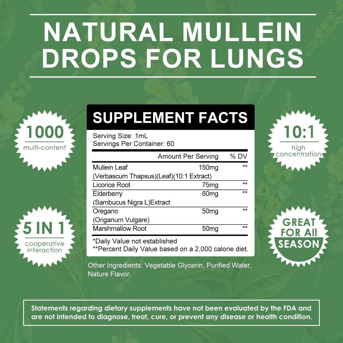 Mulittea Mullein Drops for Lungs-Herbal Extract Liquid-Mullein Leaf-Non-GMO, Vegetarian-Lung Cleanse-Respiratory Health Support-4 Fl Oz