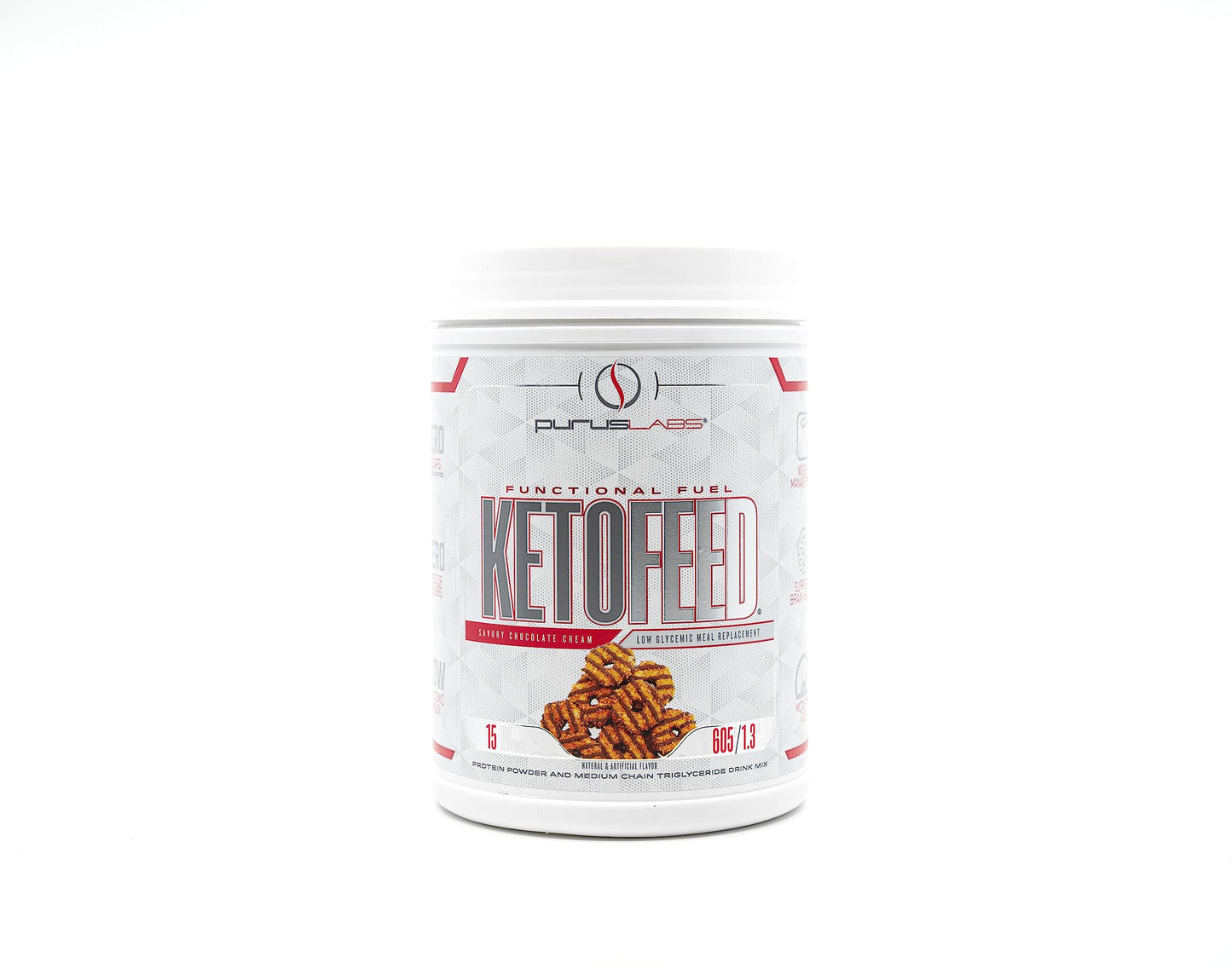 Purus Labs KetoFeed Protein | Keto Low Glycemic Protein Meal Replacement | Low Carb, 0 Sugars | Added MCTs | 20g Whey Protein (Savory Chocolate Cream)